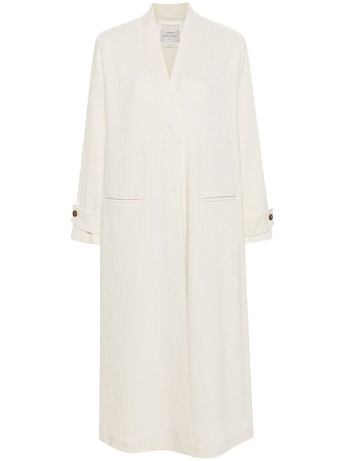 Collarless corduroy coat - Neutrals