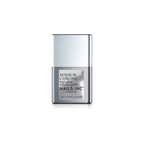 Nails Inc. Mirror Chrome nail polish with intense shine, color Silver Served