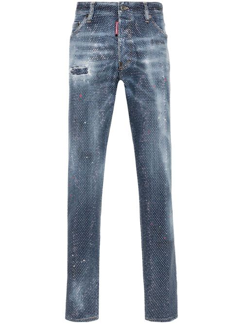 Cool Guy studded mid-rise slim jeans - Blue