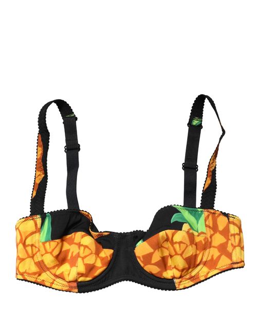 Black Pineapple Silk Balconette Bra Underwear Elastane Clothing - Women
