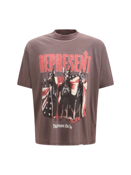 Printed Cotton T-Shirt — Brown