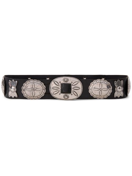 Concho leather belt - Black