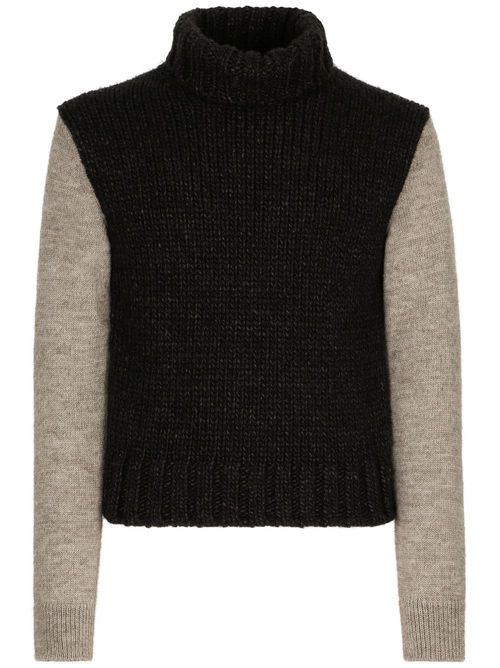 High-neck chunky-knit jumper - Black