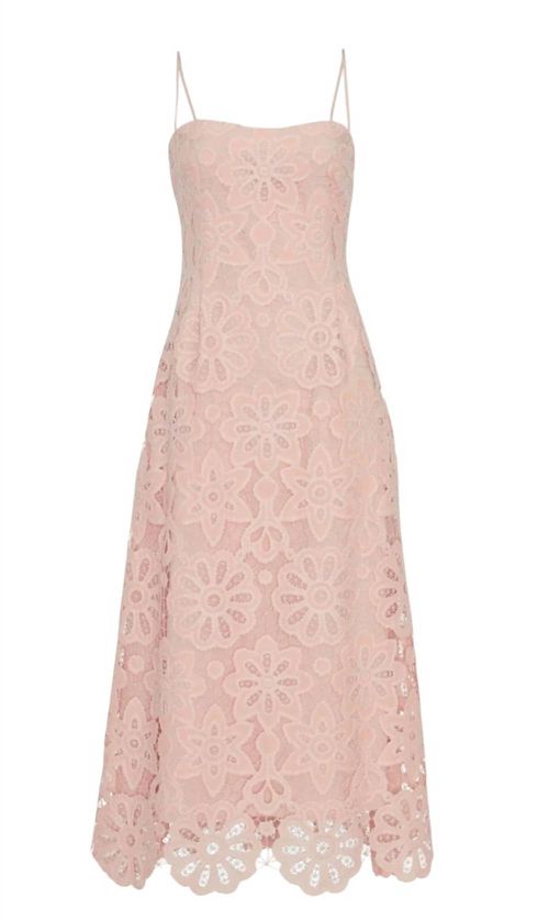 Women's Floral Lace Midi Dress In Pink