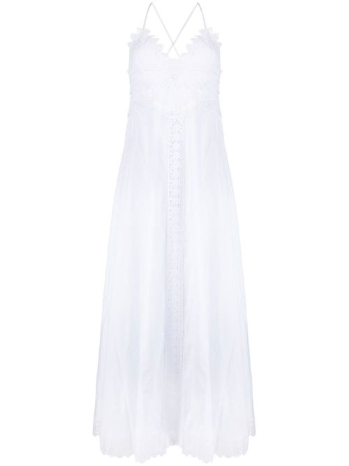 Embroidered V-neck maxi dress - White