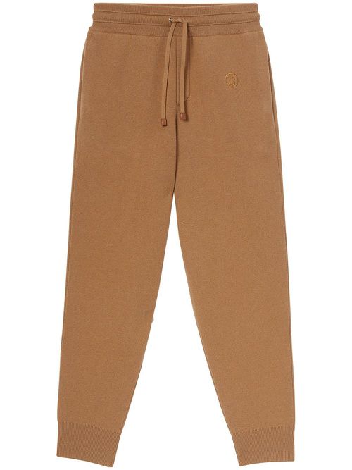 Monogram cashmere track pants - Brown