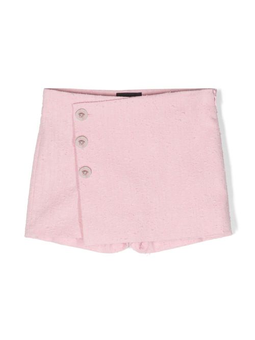 Medusa-buttoned tweed shorts - Pink