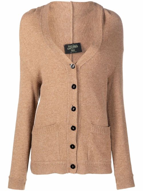 1990s V-neck knitted cardigan - Brown