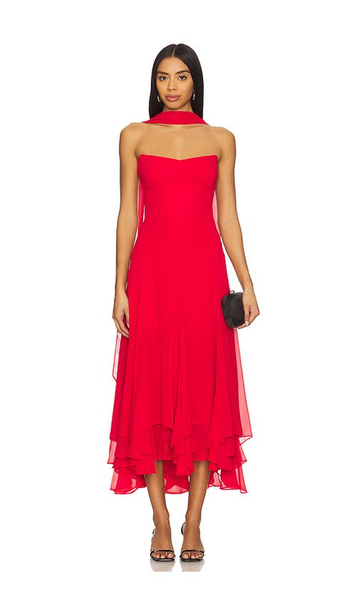 Amanda Uprichard Monterey Dress With Scarf in Red. XL. Also in L, M