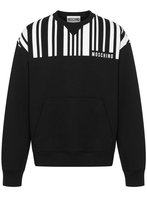 Barcode-print cotton sweatshirt - Black