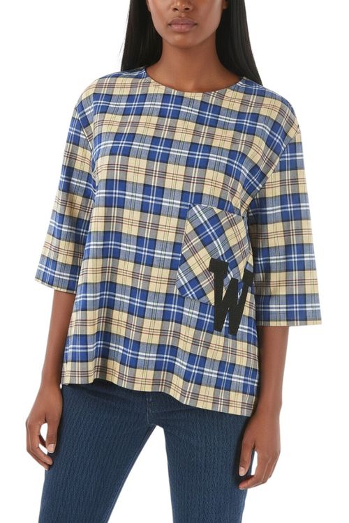 Multicolor Plaid Round Neck T-Shirt