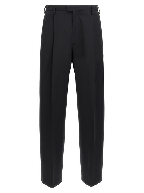 Stretch Pleat Trousers — Black