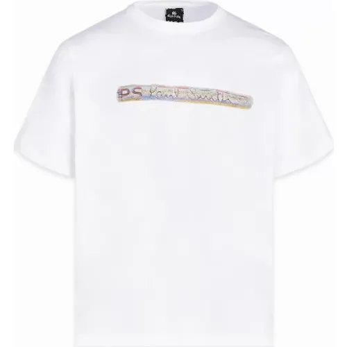 Paul Smith Men's PS Brush Stroke T-shirt White - Size: 40/Regular