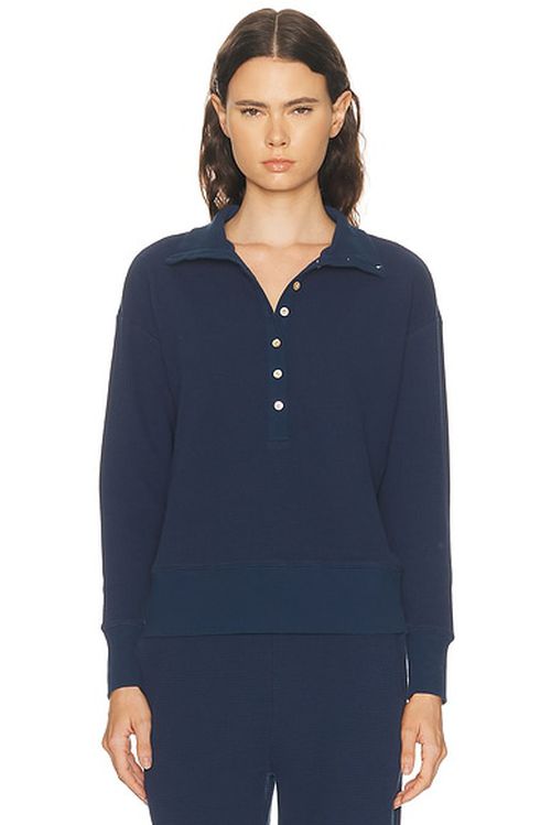 Negative Underwear Waffle Knit Pullover in Navy - Navy. L also in M, S, XL