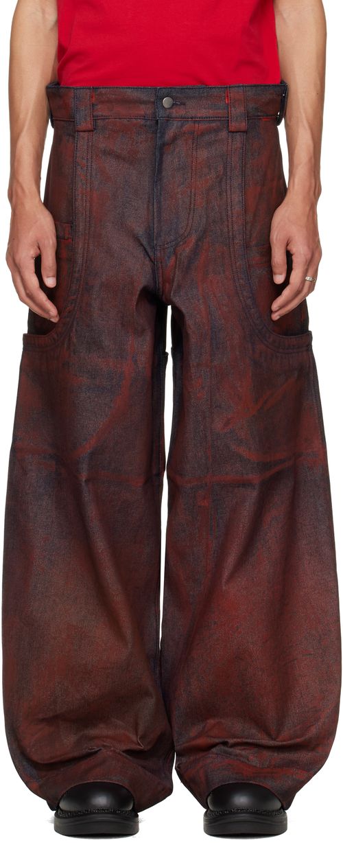 Red Sevar Rof Low Pocket Painted Jeans