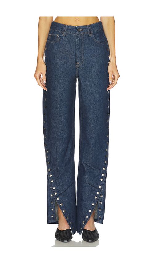 ROTATE Buttoned Wide Leg in Dark Blue Denim. 25 also , 26, 27, 28, 29, 30