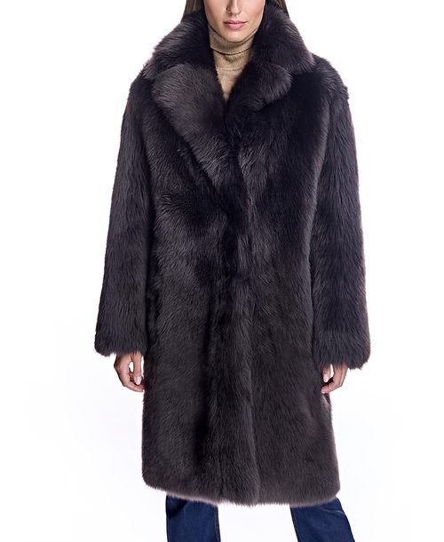 Shearling Coat with Notch Collar