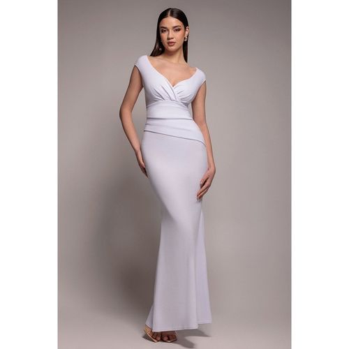 Goddiva Bardot Pleated Maxi Dress - White