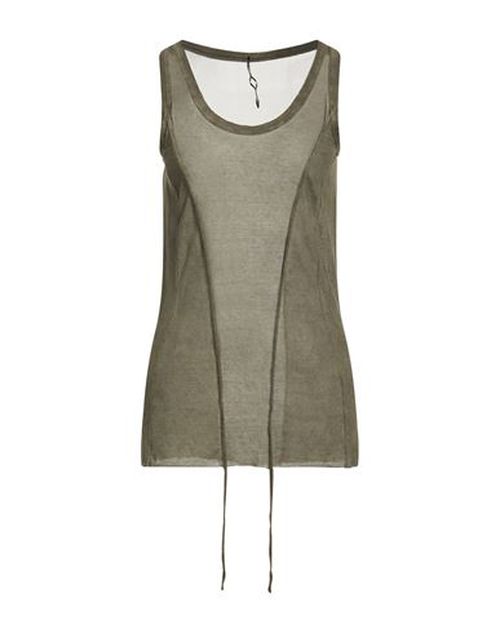 Woman Tank top Khaki Size 6 Cotton, Silk