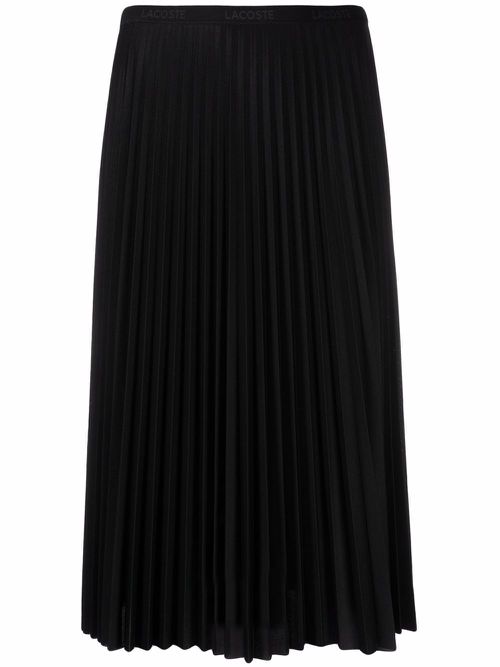 Logo-waistband pleated skirt - Black