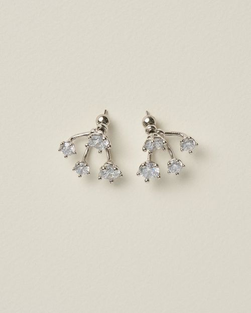 Cluster Chandelier Earrings — Silver