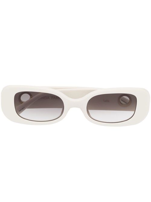 Eyelet-embellished oval-frame sunglasses - White
