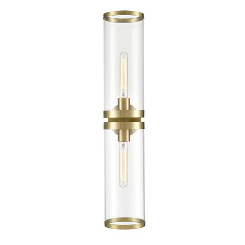 Alora Revolve 2-Light Bathroom Vanity Light tural Brass And Clear Glass - WV311602NBCG