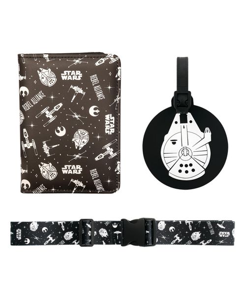 Luggage Tag, Strap and Passport Holder - Black, white