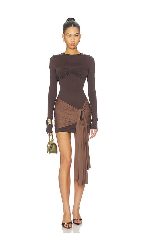 LIONESS Midnight Mini Dress in Chocolate. - XL also in S, XS