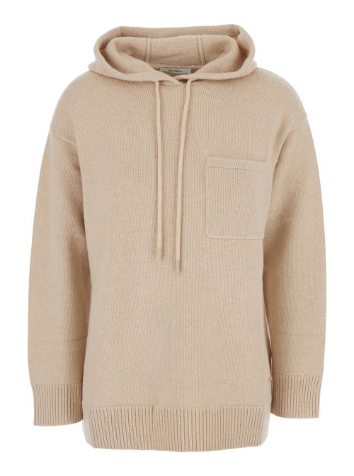 Wool and Cashmere Hooded Sweater — Beige