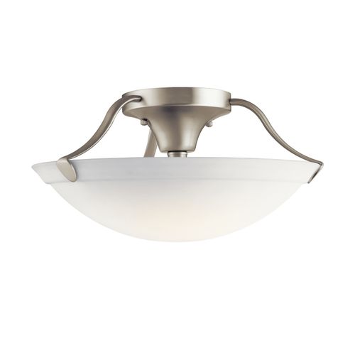 Brushed Nickel Three Light Semi Flush Mount
