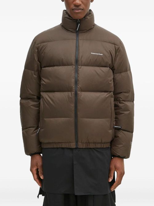 Logo-print padded jacket - Brown
