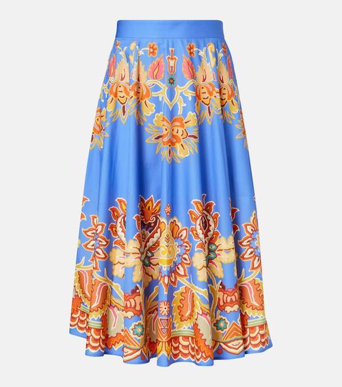 Printed cotton midi skirt