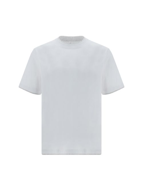 Double-Layer Hems Cotton T-Shirt — White
