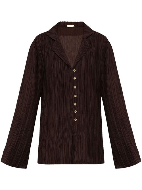 Textured-finish blouse - Brown