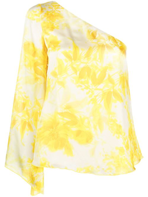One-sleeve floral-print blouse - Yellow