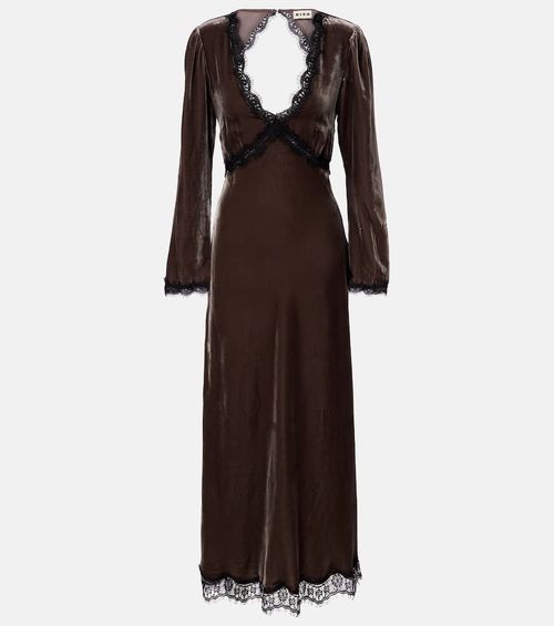Alesha lace-trimmed velvet maxi dress