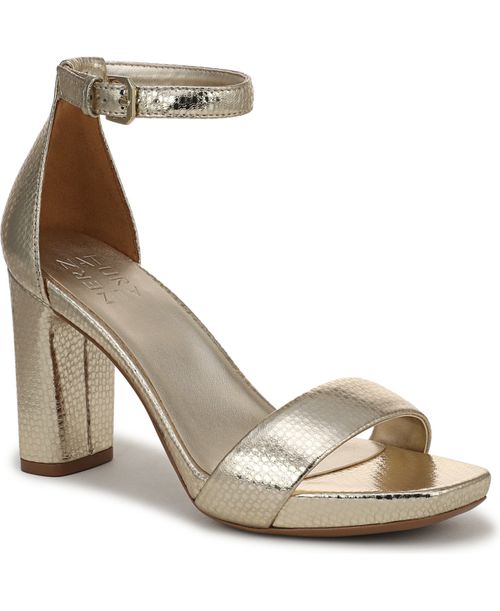 Women's Joy Square Toe Ankle Strap Dress Sandals - Light Gold Leather