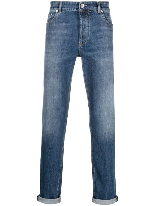 Mid-rise cotton jeans - Blue