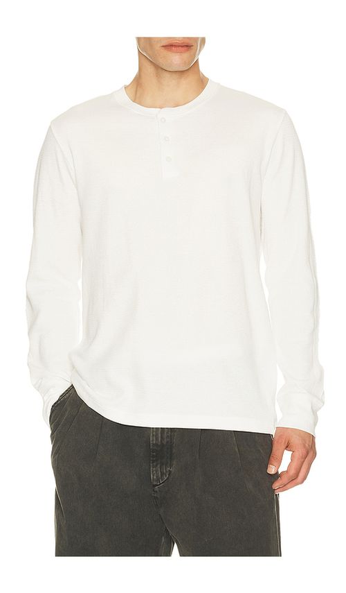 Vince Jacquard Rib Long Sleeve Henley in White. M. Also in L, S, XL/1X, XXL/2X