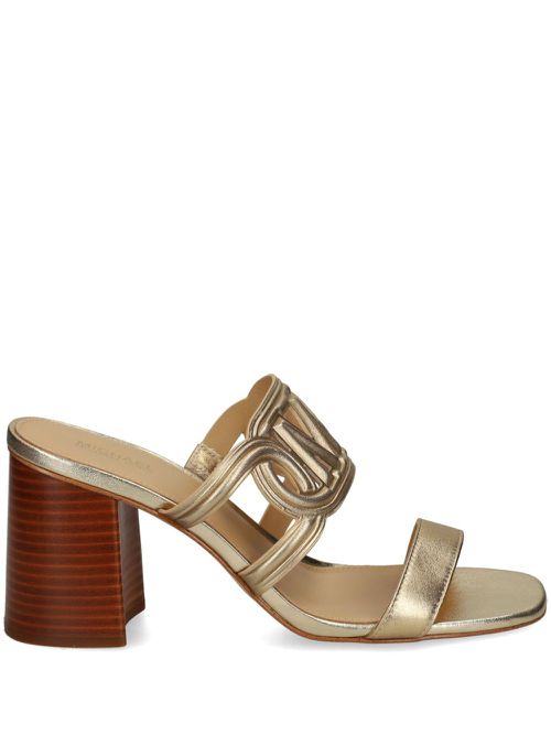 Logo-patch leather sandals - Gold