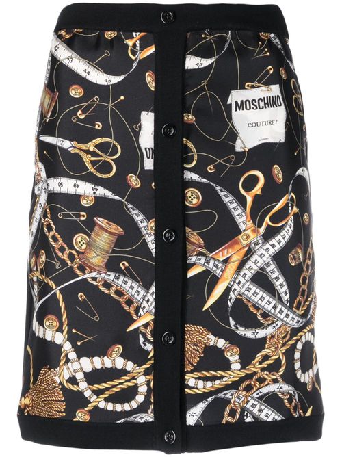 Graphic-print high-waisted miniskirt - Black