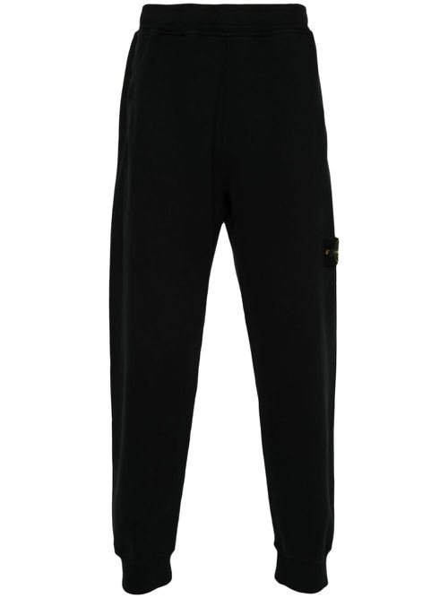 Compass-badge cotton track pants - Black