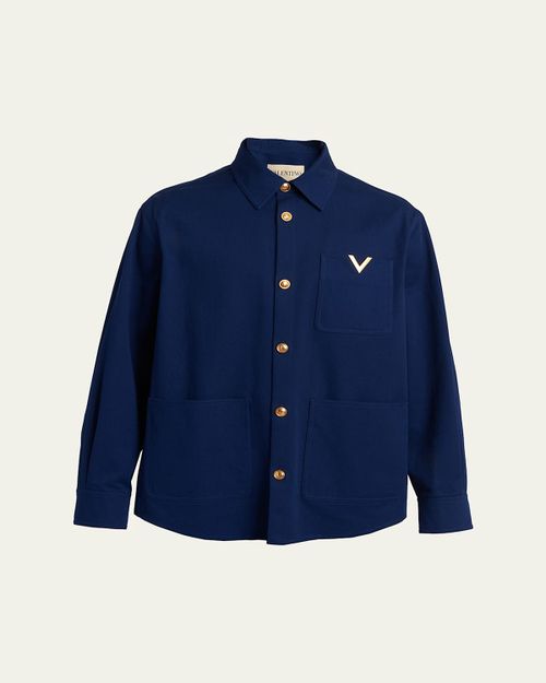 Men's Cotton Gabardine Shirt Jacket with VGold