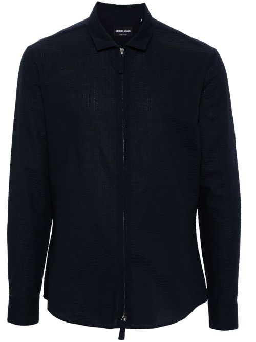 Seersucker zip shirt - Blue