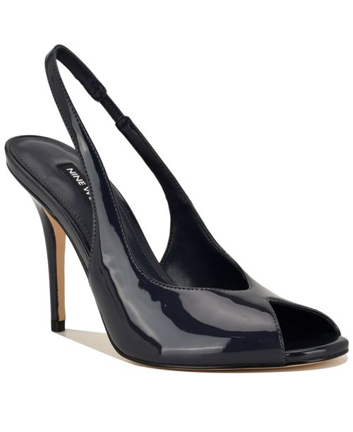 Women's Pretta Peep Toe Slingback Stiletto Sandals - Dark Navy Patent