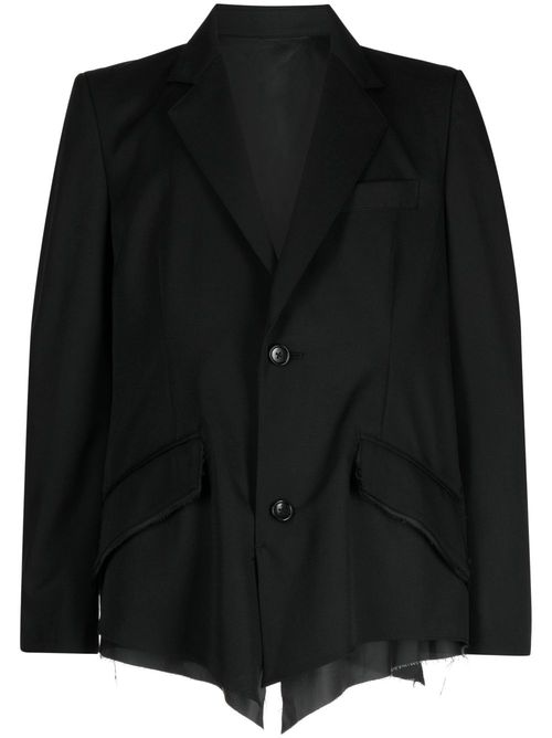 Asymmetric wool blazer - Black
