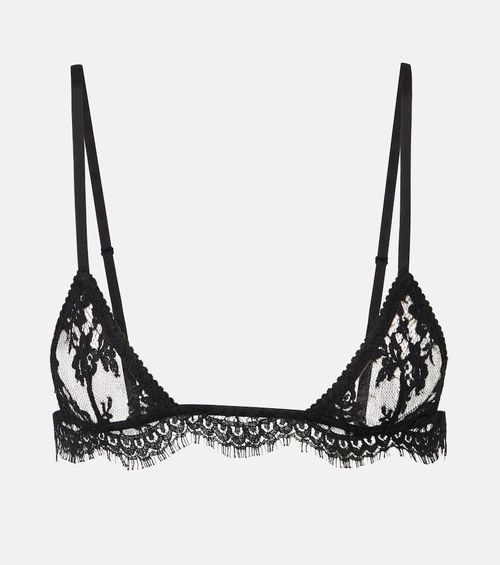 Cotton-blend lace bralette