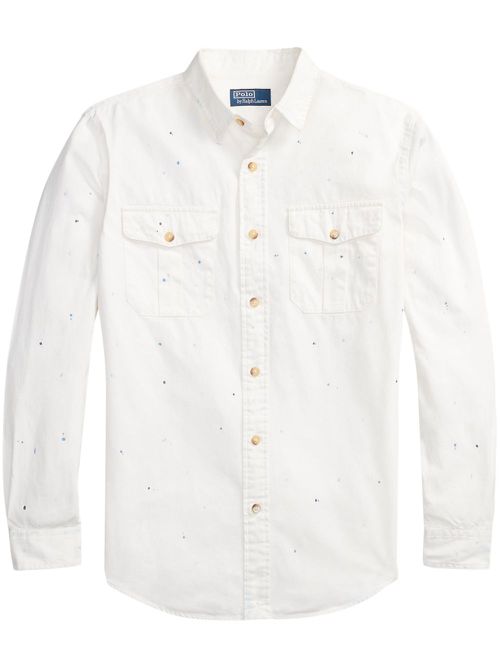 Classic-collar cotton shirt - White