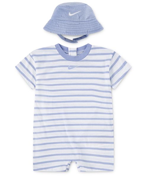 Baby Boys Short Sleeve Romper with Bucket Hat - Cobalt Bliss